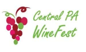 drawing of red purple & green grape cluster text: Central PA Wine Fest