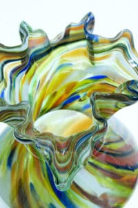 multicolor blown glass vase