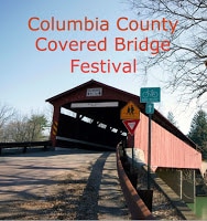 columbia county covered brige - red wood covered bridge over river