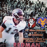 poster image of Fill Redman, Bloomsburg Football player in preparation for game against West Chester