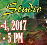 Poster with Susquehanna River Arts logo on background painting of green leaves Text: Open Studio Tour June 3-4 2017 11 am - 5 pm