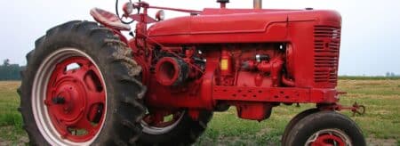 red tractor in a field